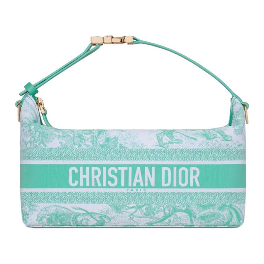 DIOR Dioriviera Technical Fabric Clutch Lunch Bag Medium Women's Mint Green