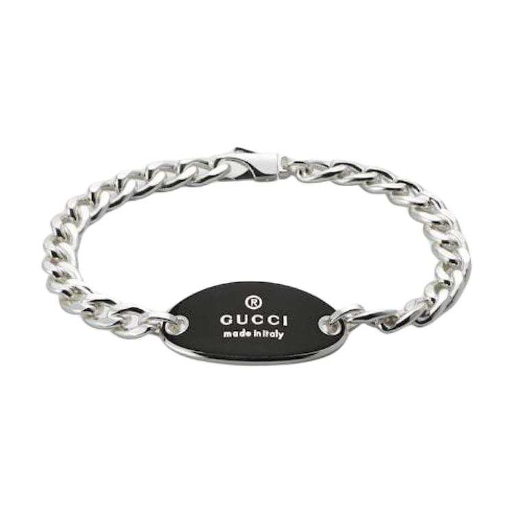 GUCCI 925 Sterling Silver Enamel Bracelets Unisex Silver