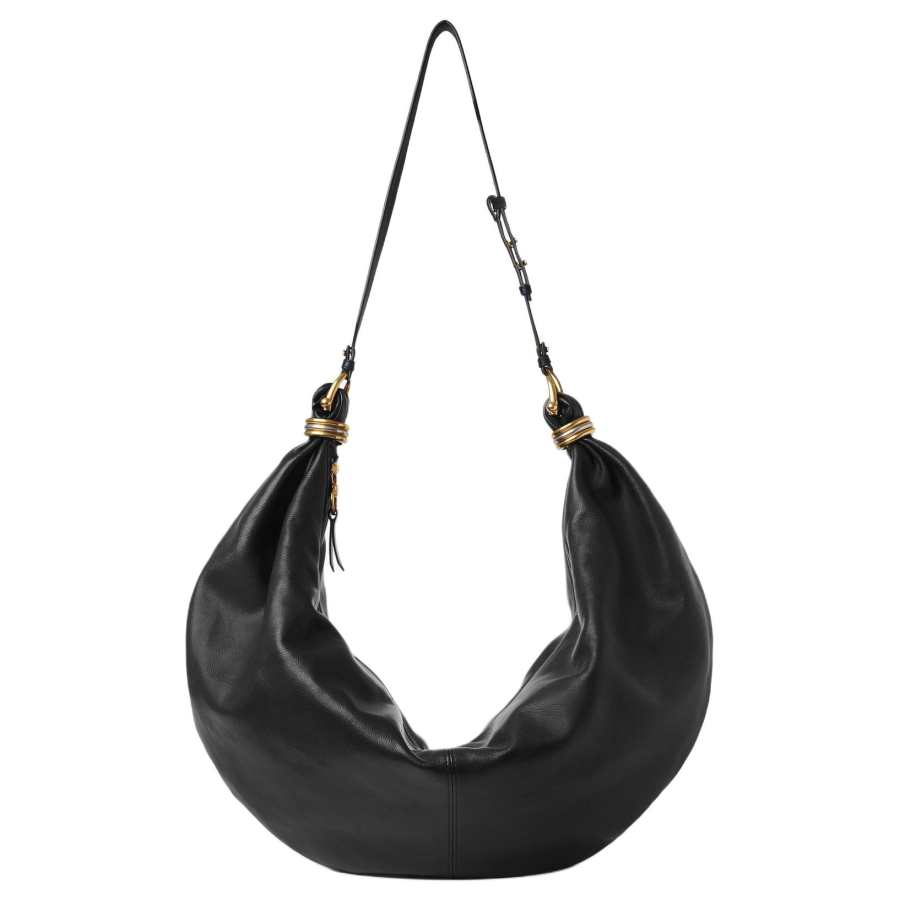 Chloé Chloe Leather With Bright Grain Calfskin Shoulder Bag Large Women's Black