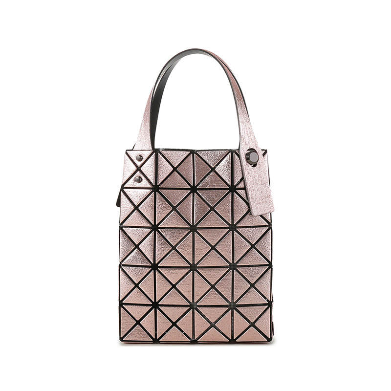 ISSEY MIYAKE PLATINUM COFFRET Polyurethane Tote Handbag Women's Coral Powder