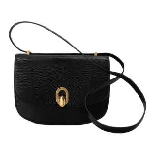 SAVETTE Lizard Skin Shoulder Bag, Crossbody Bag Women's Black