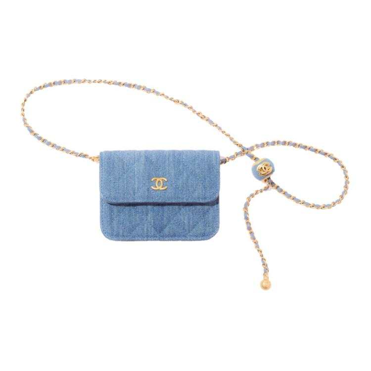 CHANEL Velvet Chain Bag, Shoulder Bag, Crossbody Bag Regular Women's Denim Blue