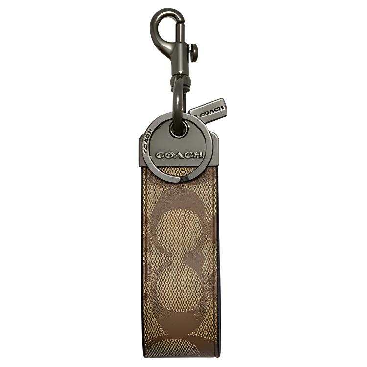 COACH Coated Canvas With Refined Calfskin Keychain Bag Accessory Women's Brown