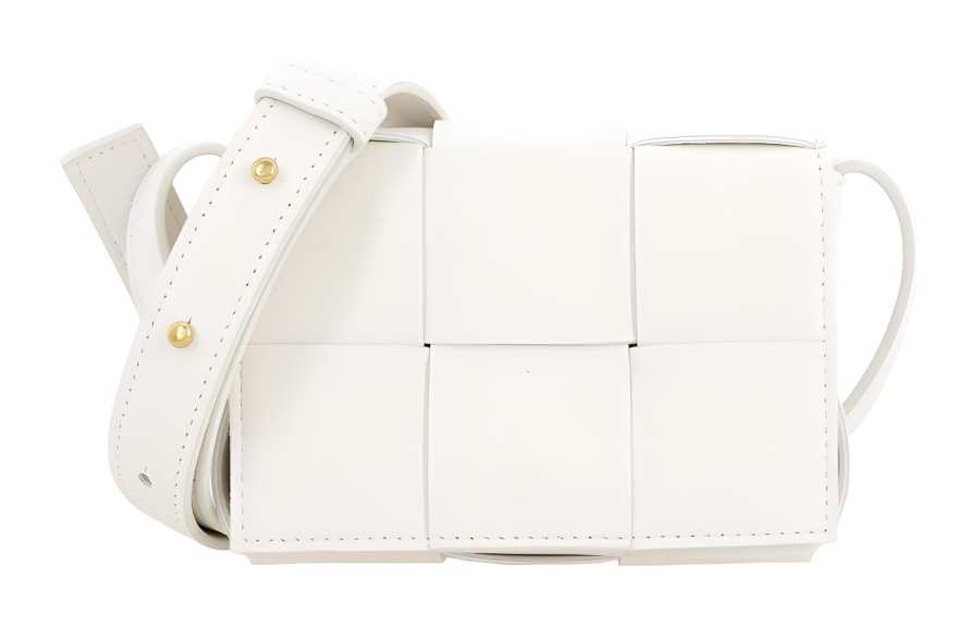 Bottega Veneta CASSETTE Sheepskin Plaid Bag, Tofu Bag, Crossbody Bag, Shoulder Bag Mini Women's White