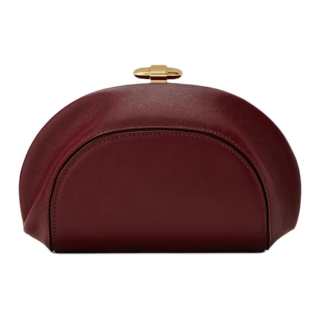 SAVETTE Leather With Calfskin One Shoulder Crossbody Clutch Women's Burgundy