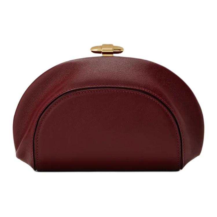 SAVETTE Leather With Calfskin One Shoulder Crossbody Clutch Women's Burgundy