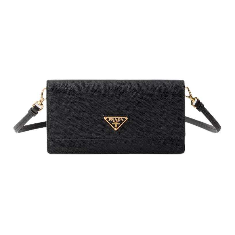 PRADA Saffiano Leather Shoulder Bag, Crossbody Bag Mini Women's Black