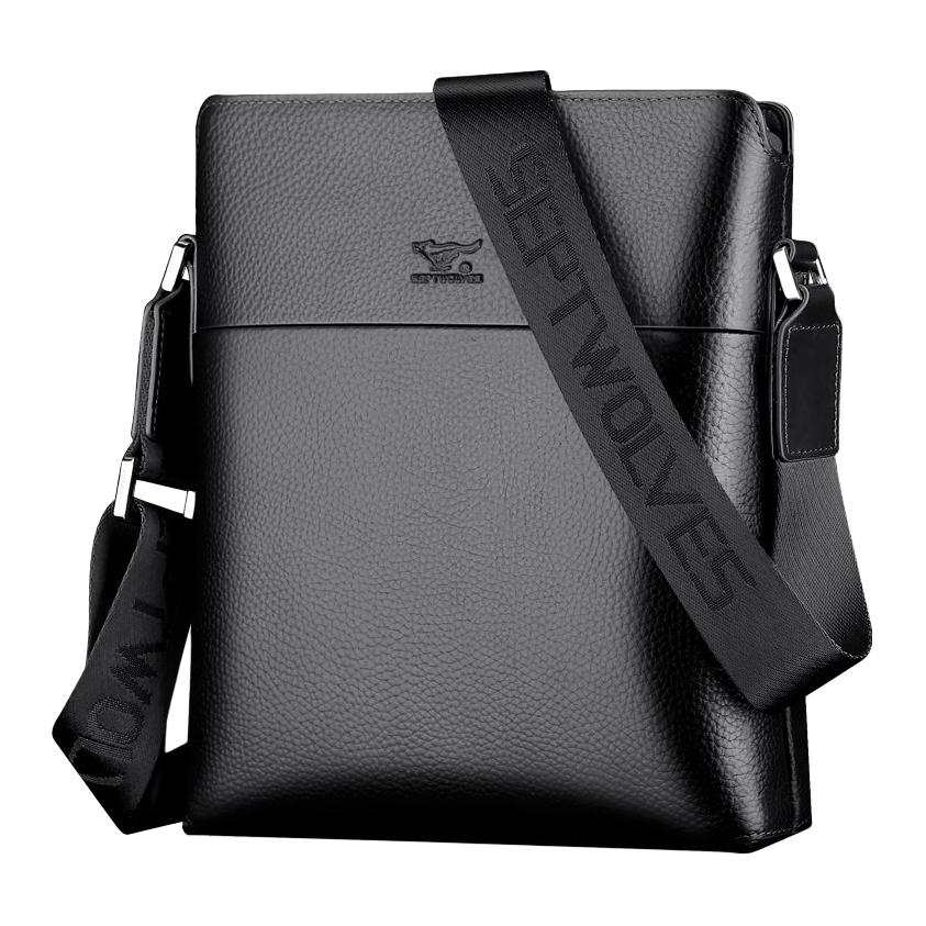 SEPTWOLVES Cow Leather Crossbody Bag, Shoulder Bag Regular Men's Black/Coffee