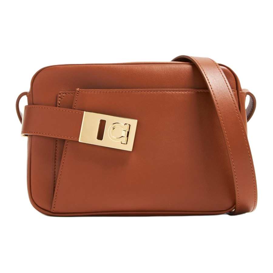 FERRAGAMO Calfskin Shoulder Bag, Crossbody Bag Small Women's Brown