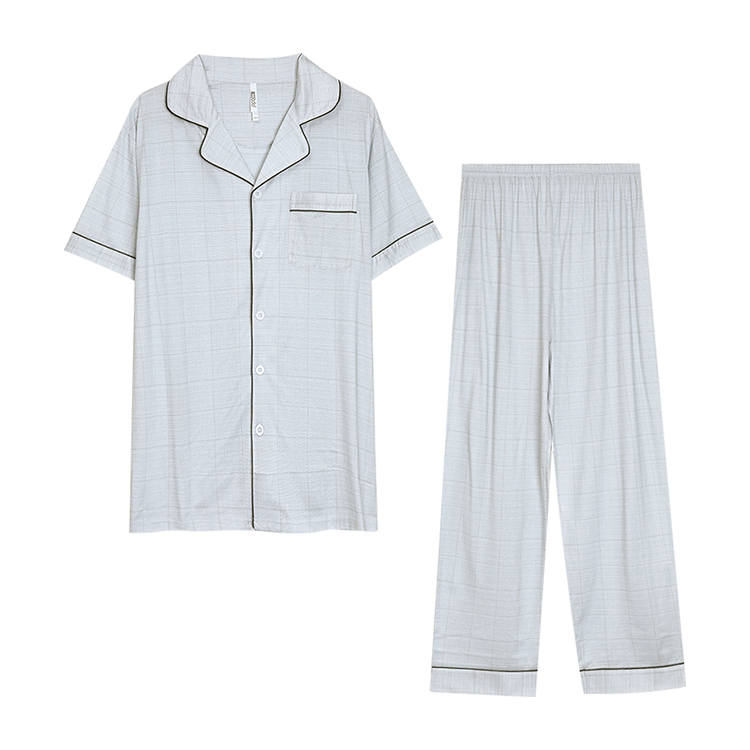 HONGDOUJUJIA Pajama Set Men's Light Heather Plaid