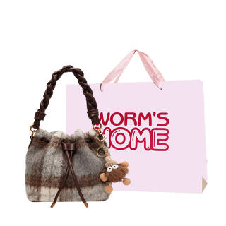 Worm's Home Woolen Handbag, Bucket Bag, Crossbody Bag Regular Women's Brown/Coffee