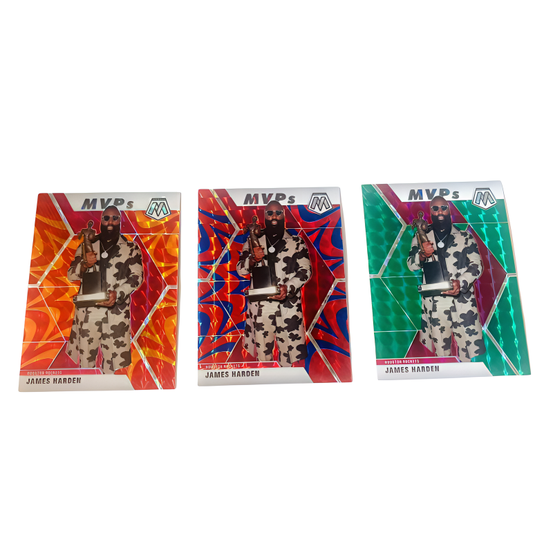 PANINI 19 20 Rockets, Harden, Mosaic MVP Trophy, Refractor, Three Card Combination, Player Card, Card Product Access