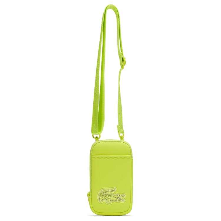 LACOSTE Fabric Cell Phone Pouch, Shoulder Bag, Crossbody Bag Mini Unisex Neon Yellow/Black