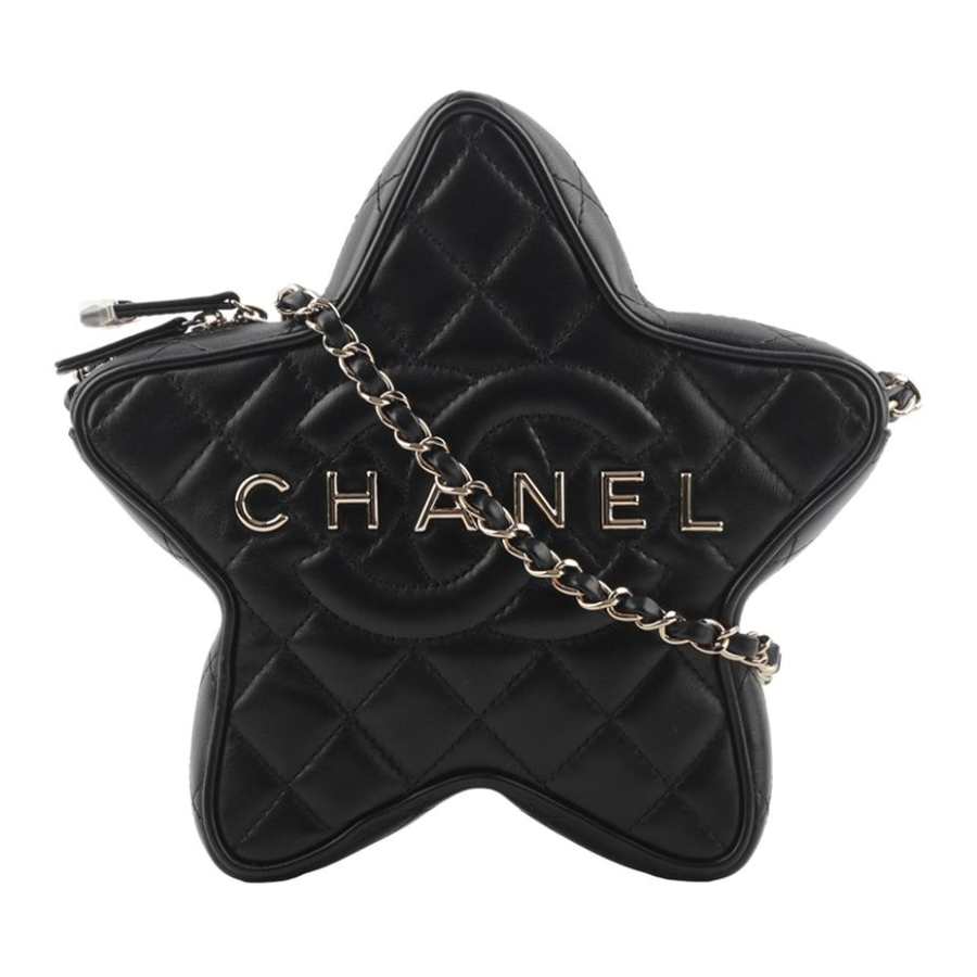 CHANEL Sheepskin Clutch, Shoulder Bag, Crossbody Bag Women's Black