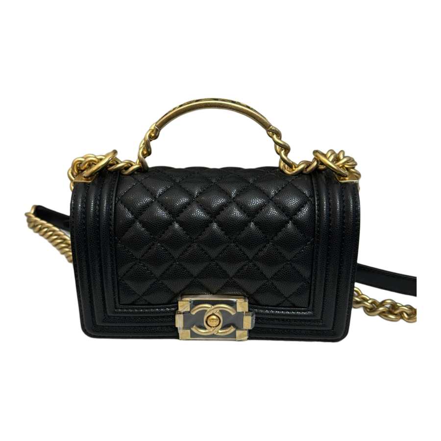CHANEL Leboy Shiny Calfskin Flap Bag, Handbag, Shoulder Bag, Crossbody Bag Women's Black