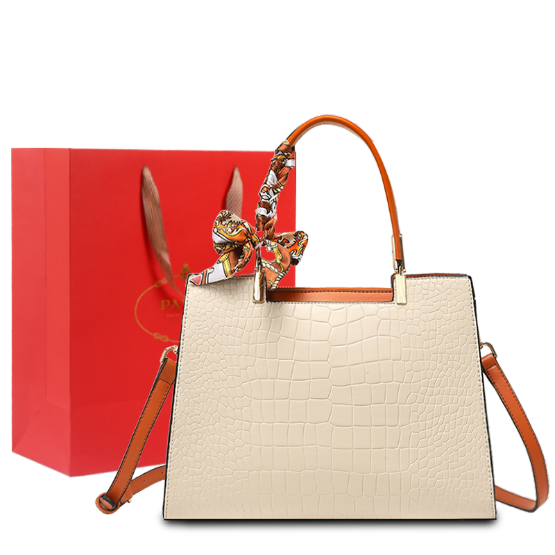 PAYOT Cow Split Leather Microfiber Synthetic Leather Crossbody Bag Handbag Kelly Bag One Shoulder Tote Women's Ecru