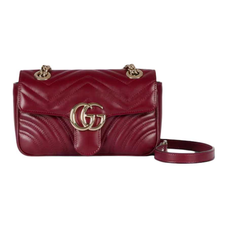 GUCCI GG Marmont Leather Crossbody Bag, Shoulder Bag Small Women's Burgundy