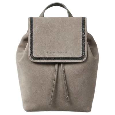 Brunello Cucinelli Suede Backpack Women's Gray