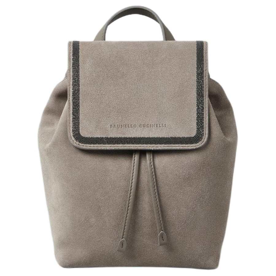 Brunello Cucinelli Suede Backpack Women's Gray