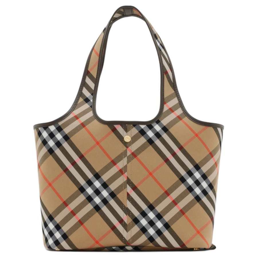 Burberry 100% Cotton Tote Bag, Shopping Bag, Shoulder Bag, Handbag Regular Women's Brown