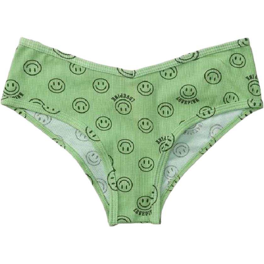 Victoria's Secret PINK Thong Women's 1 Pack Light Green Smiley Face