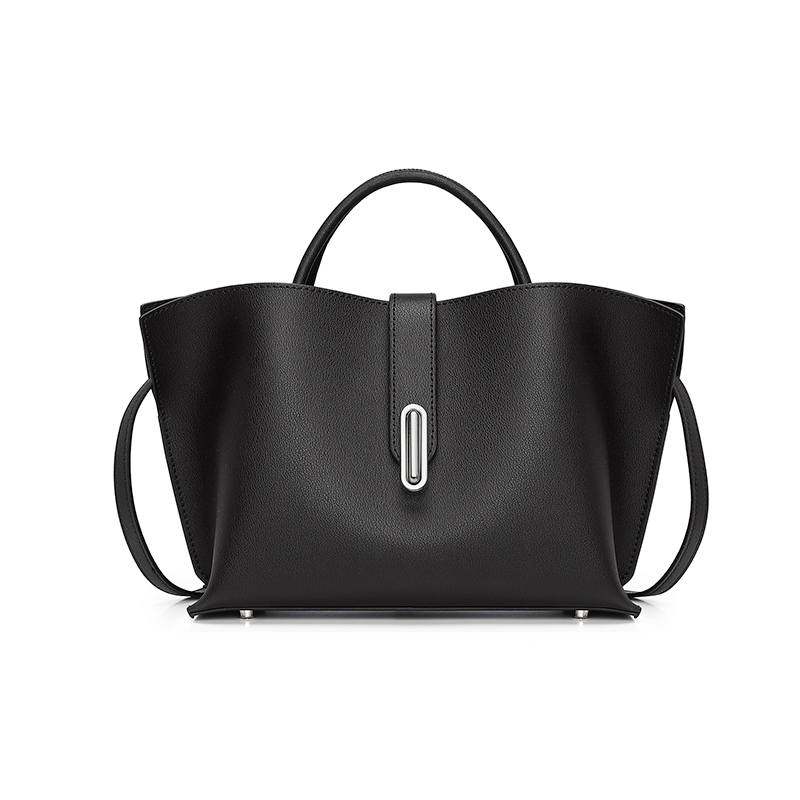 JAGUAR Cow Leather Handbag, Tote Bag, Shoulder Bag Regular Women's Black/Ecru/Fallen Leaves Yellow/Dove Gray
