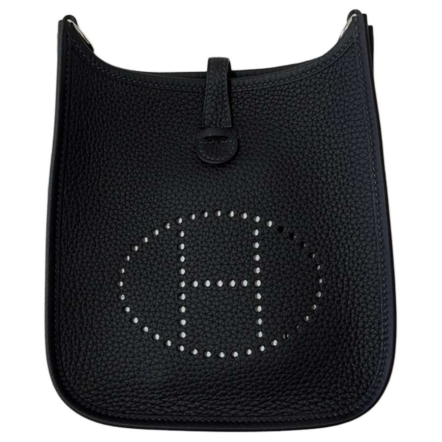 HERMES Evelyne Clemence Bullock Leather Shoulder Bag, Crossbody Bag 16 Women's 89 Noir Black