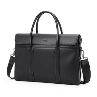POLO Top Grain Cow Leather Men's Crossbody Bag Briefcase Large Men's Black