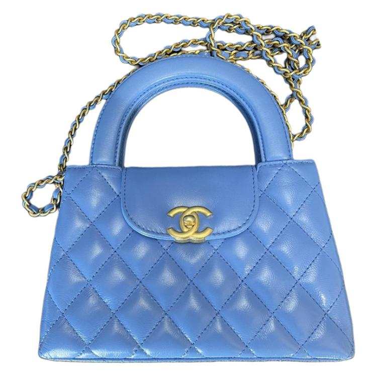CHANEL Shiny Calfskin Handbag, Shoulder Bag, Crossbody Bag Mini Women's Blue