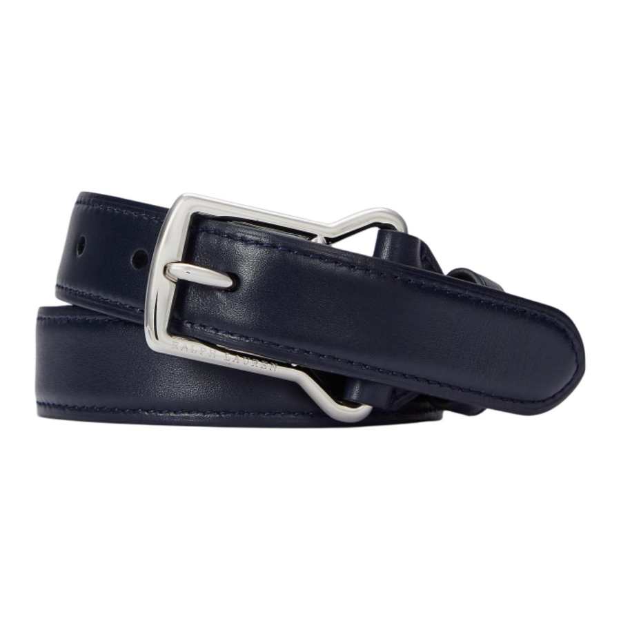 Ralph Lauren Carving Detail, Pin Buckle Leather Belts Men's Blue 2.5cm