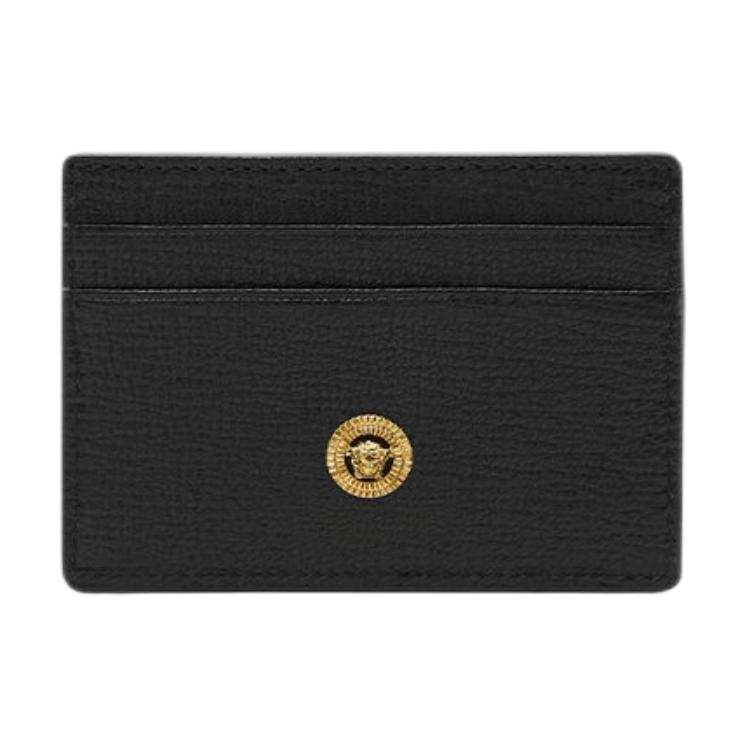 VERSACE MEDUSA BIGGIE Goatskin Card Holder Regular Men's Black & Gold
