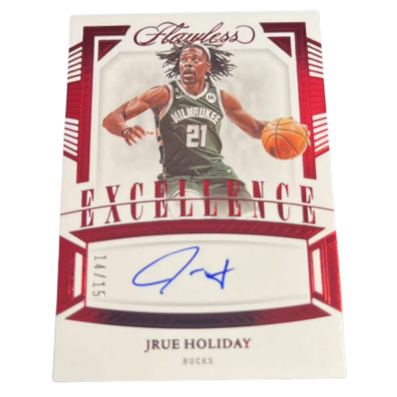 PANINI Jrue Holiday 22 23 Portable 15 Parallel, Signature Card, Autographed Card, Red Parallel Star Card Pass