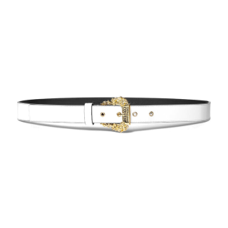 VERSACE JEANS COUTURE Polyester PU Polyurethane Cow Leather Cotton Leather Belts Women's White Width 2.7CM