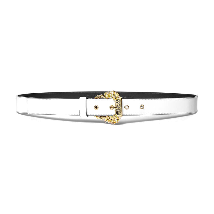 VERSACE JEANS COUTURE Polyester PU Polyurethane Cow Leather Cotton Leather Belts Women's White Width 2.7CM