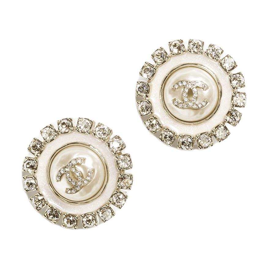 CHANEL Metal Earrings Women's Gold