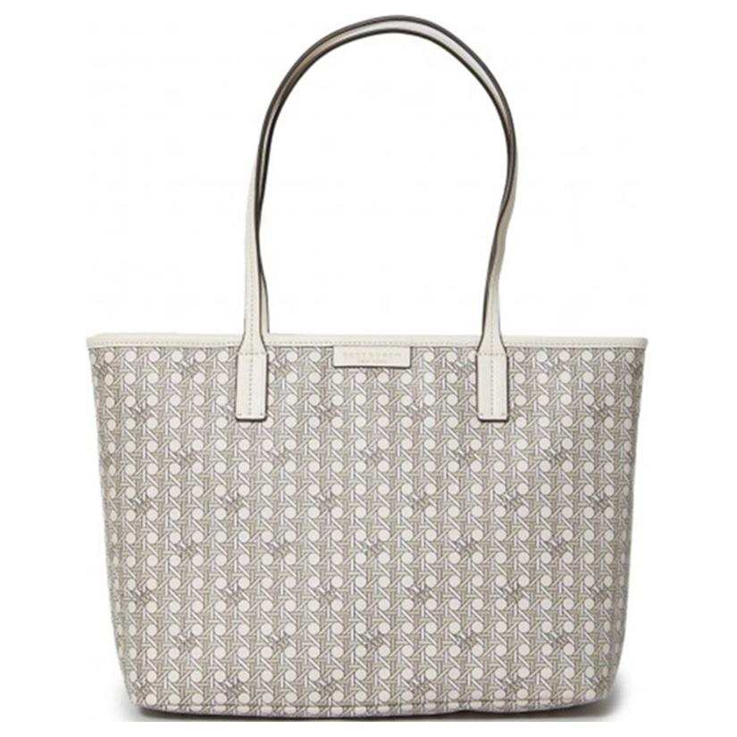 TORY BURCH Coated Canvas Combo Bag, Tote Bag, Shopping Bag, Handbag Small Women's Ivory White