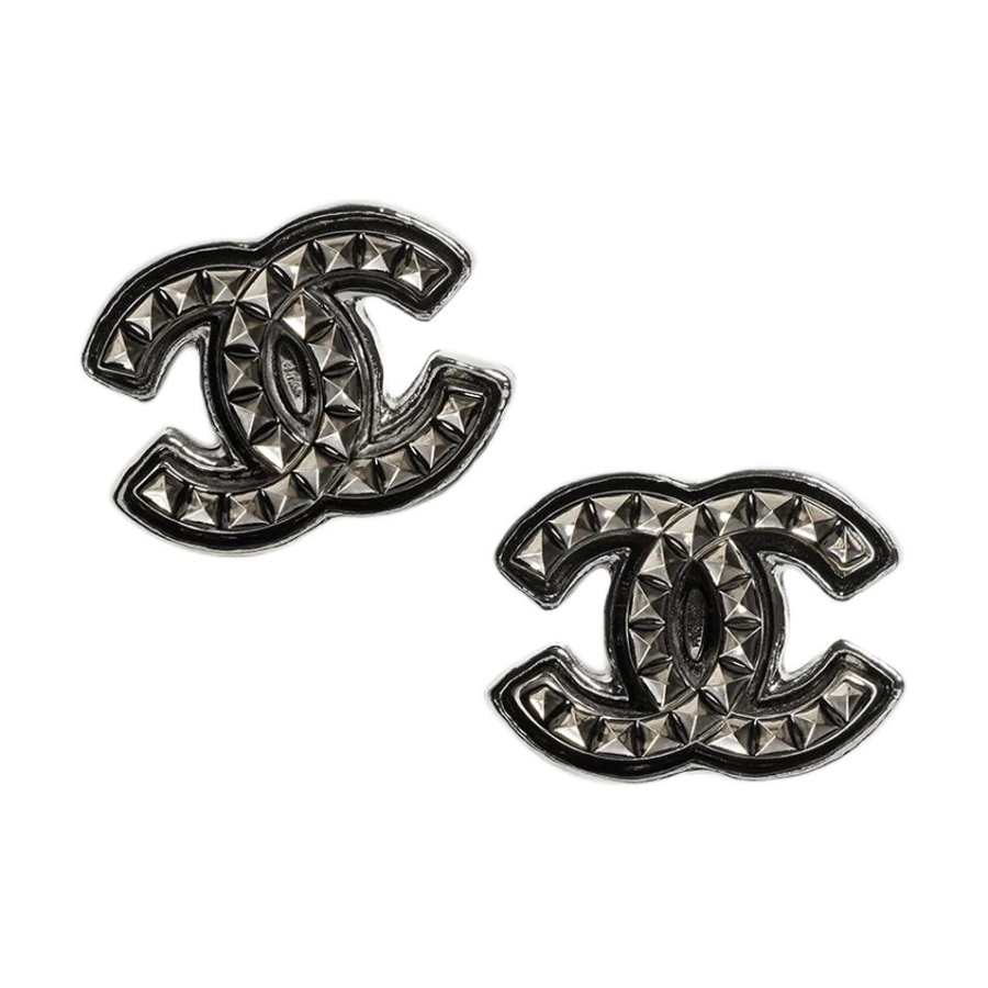 CHANEL Metal Earrings Women's Black