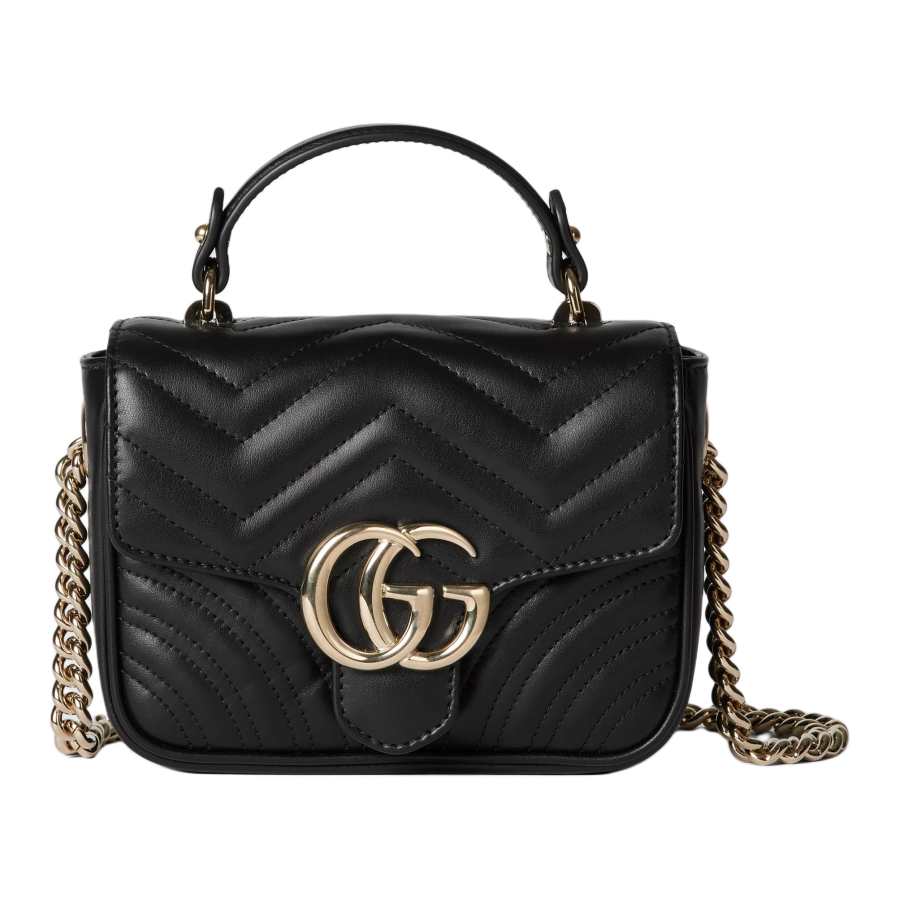 GUCCI GG Marmont Leather Shoulder Bag, Crossbody Bag, Handbag Mini Women's Black