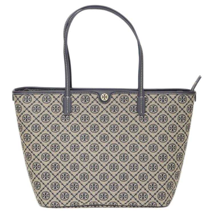 TORY BURCH TORY BURCH T Monogram Zip Tote Navy