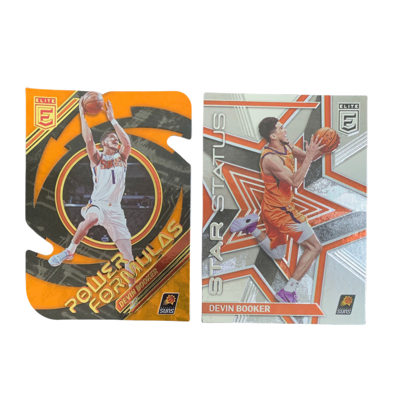 PANINI 2022 Elite, Sun, Devin, Booker, Teca, Irregular Shape, Gold+Teca, Stars, Silver, Player Card Pass Sports Cards