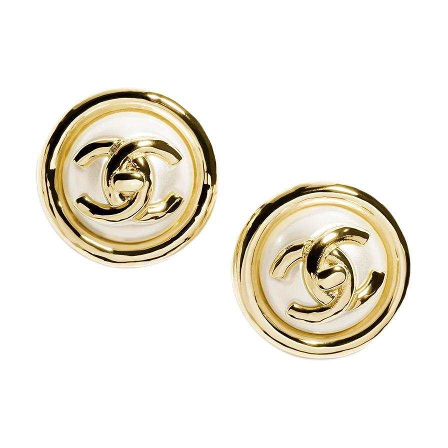 CHANEL Metal Earrings Women's Gold