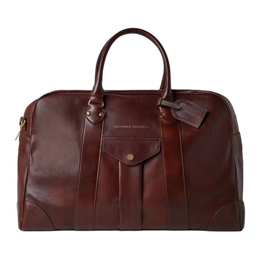 Brunello Cucinelli Calfskin Handbag, Shoulder Bag, Crossbody Bag Men's Brown