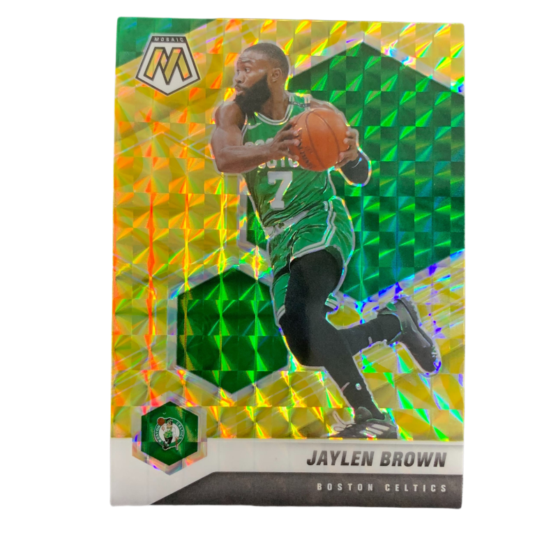 PANINI 2020 21 Panini Mosaic, Jaylen Brown, Celtics, Gold Foil, Holographic Card, Player Card Pass Sports Cards 1 Pc