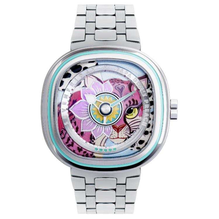 SEVENFRIDAY Quartz Movement 30m Waterproof Women's Watch 42*42.5mm Pink Watch Dial