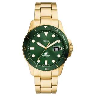 FOSSIL BLUE DIVE Wrist Watches Quartz Movement Stainless Steel Strap 42mm Green Dial Unisex ['100', 301050]m Waterproof