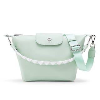 HE BAO BAO Leather Shoulder Bag, Crossbody Bag, Handbag Women's Aqua Green/Black