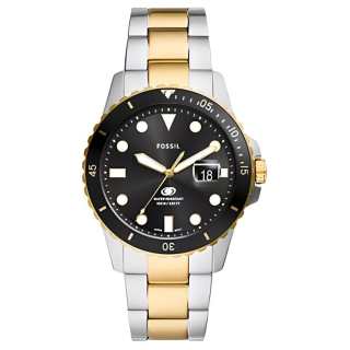 FOSSIL BLUE DIVE Wrist Watches Quartz Movement Stainless Steel Strap 42mm Black Dial Men's Watches 100m Waterproof