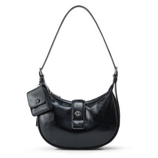 HE BAO BAO Cow Leather Handbag, Shoulder Bag Women's Oil Paintings Black