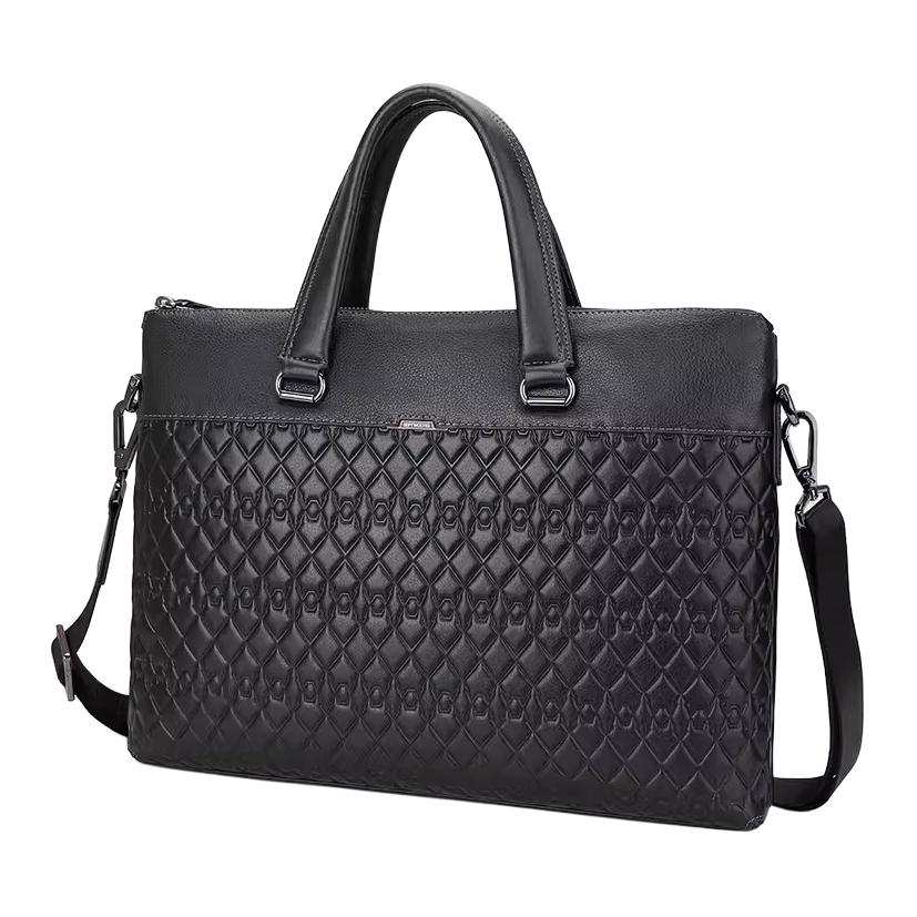 SEPTWOLVES SEPTWOLVES Cow Leather With Microfiber Briefcase Large Men's Black