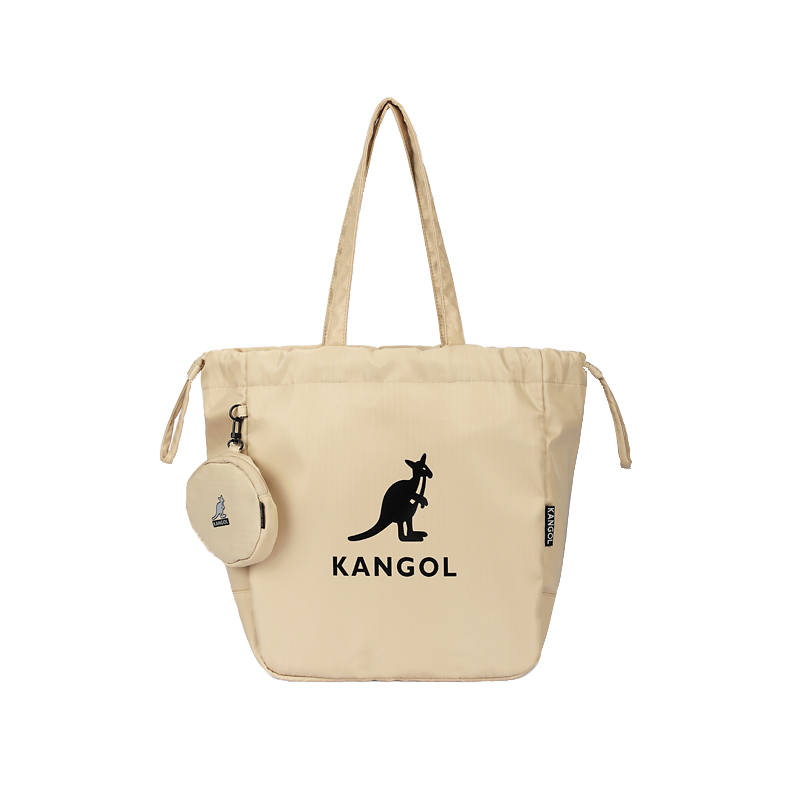 KANGOL Casual Style Fabric Large Capacity Tote Bag, Shoulder Bag Large Unisex Black